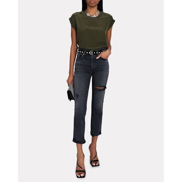 Citizens of Humanity Jolene Straight Jean Size 28 Distressed High Rise Dark Wash - Picture 1 of 15